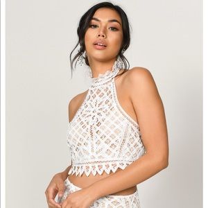 Tobi Crop Lace Halter Top